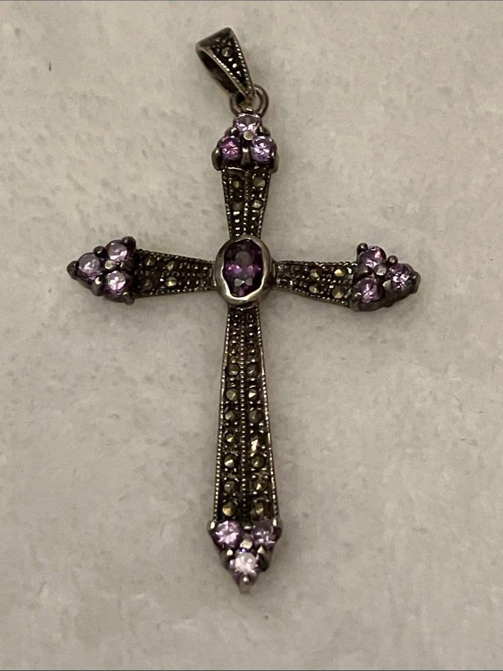 Sterling Silver Amethyst Cross